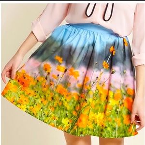Modcloth Scenic Floral Print Skater Skirt Sz XL